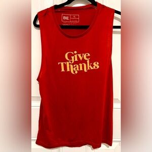 BE. Rust Colored Sleeveless Graphic Tank Top with “Give Thanks “ On It Size XL